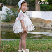 ABUELA TATA - Ceremony Lace Layla Baby Dress & Bonnet - Cream