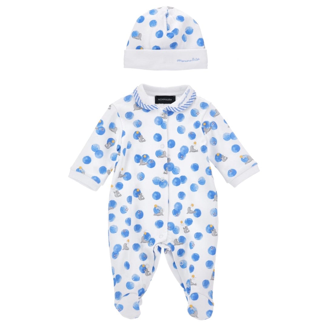 MONNALISA - Seal Babygrow Blanket & Hat  - White