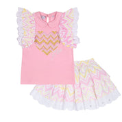 A DEE - Leanne Chic Chevron Skirt Set - Pink