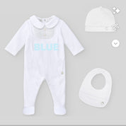 PAZ RODRIGUEZ - Peter Pan Collar Detail Baby Layette Set - Blue