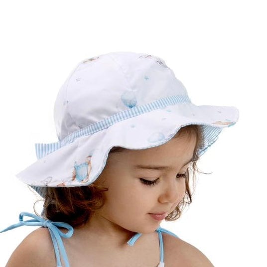 MEIA PATA - Teddy Bear Print Sun Hat - Blue