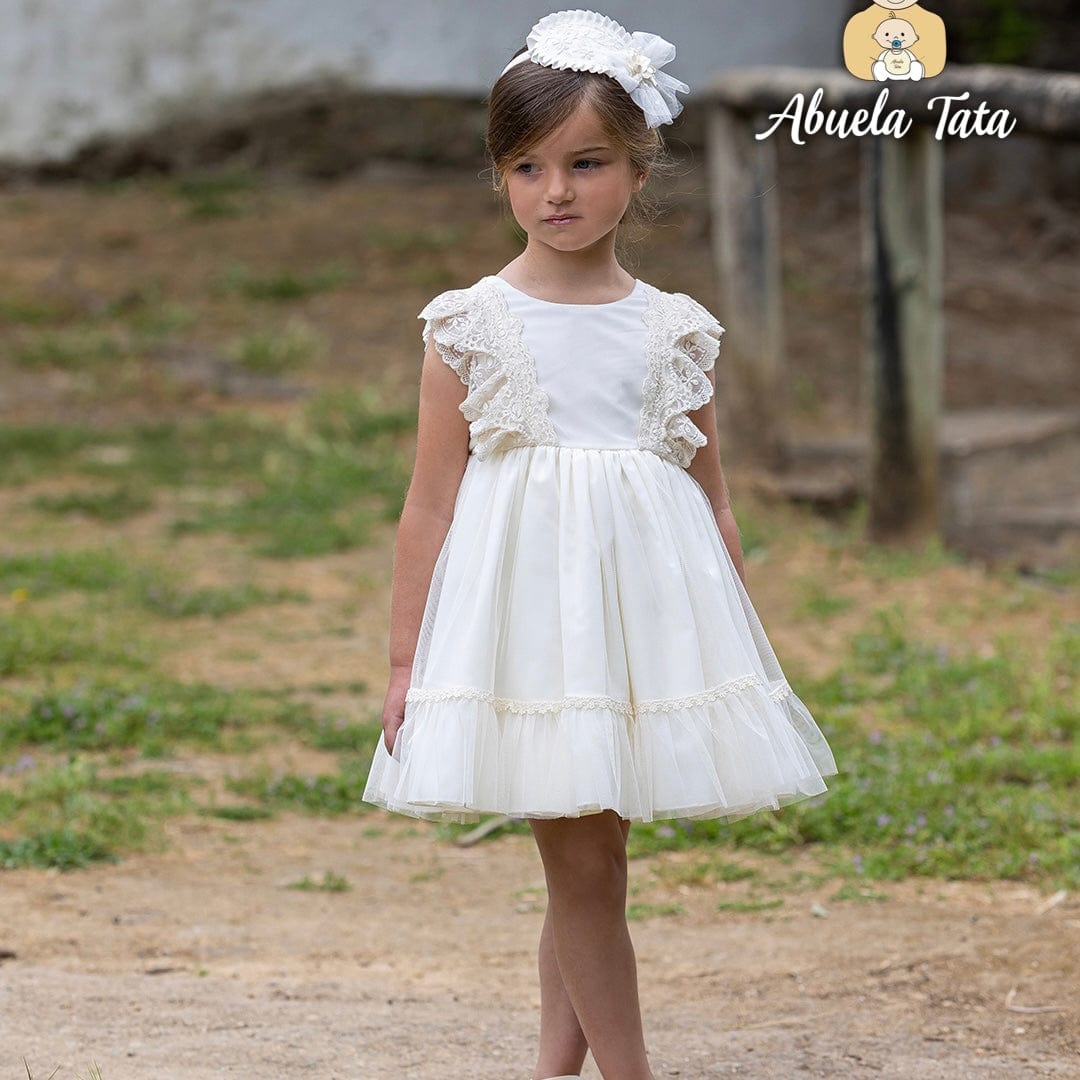 ABUELA TATA - Ceremony Lace Luna Puffball Dress - Cream