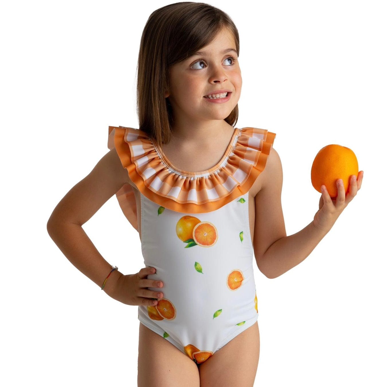 MEIA PATA -  Oranges Print Cancun Swimsuit - Orange