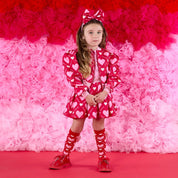 A DEE - Love Story Lisette Heart Print Bomber - Vibrant Red