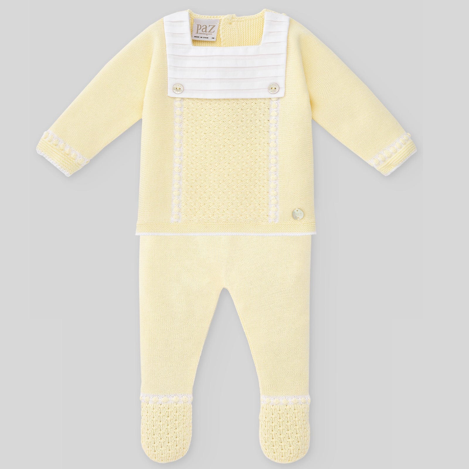 PAZ RODRIGUEZ - Bib Detail Knit Set - Lemon
