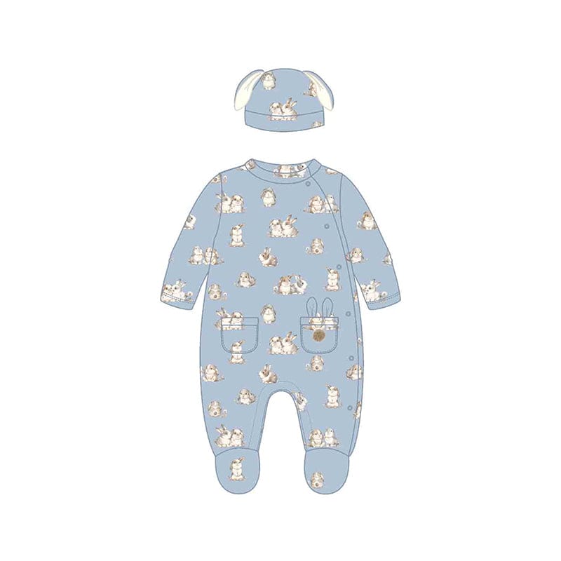 MAYORAL - Bunny Babygrow With Hat - Blue
