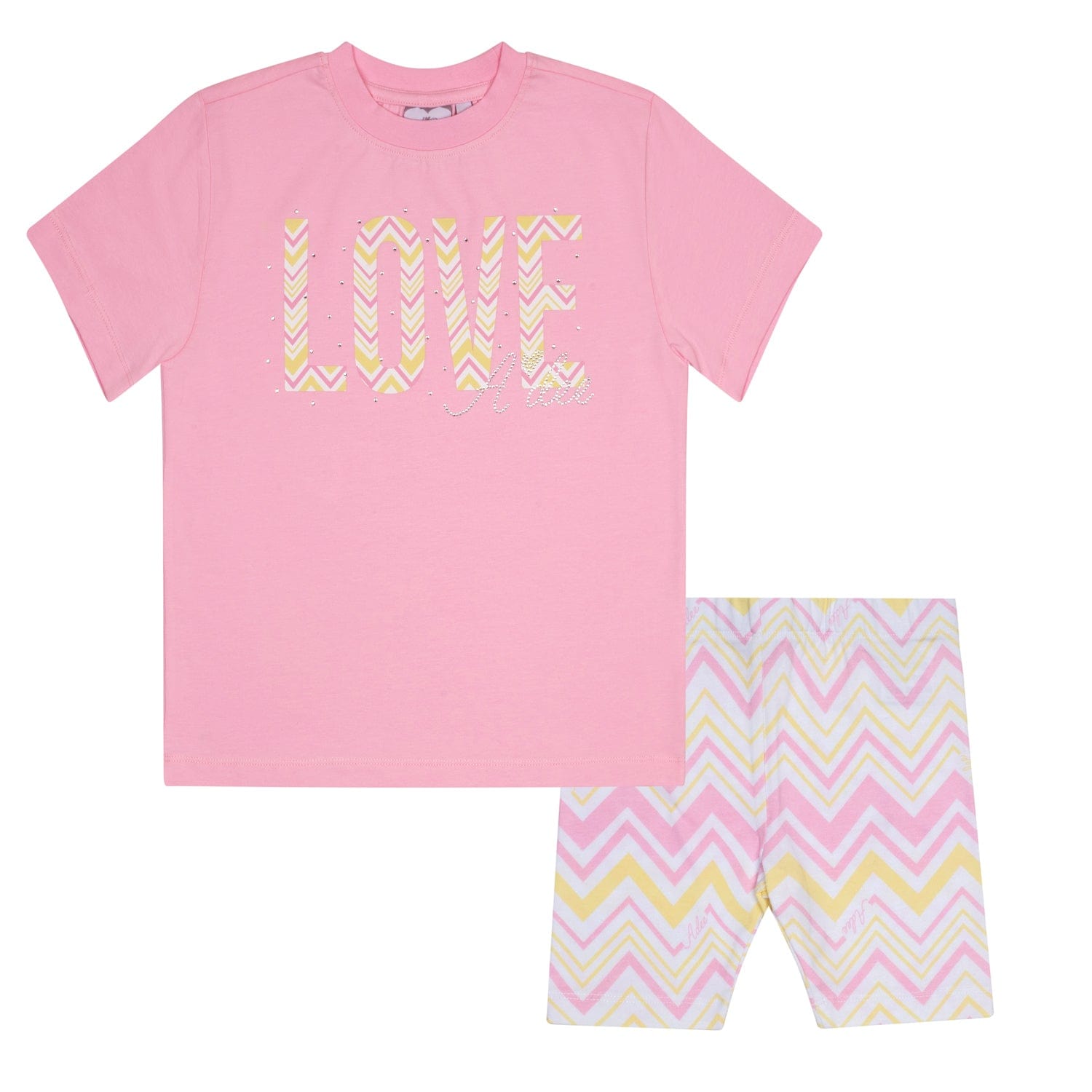 A DEE - Loraine Chic Chevron Cycling Short Set - Pink
