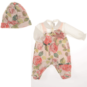 BARCELLINO - Rose Babygrow, Blanket & Hat Set - Cream