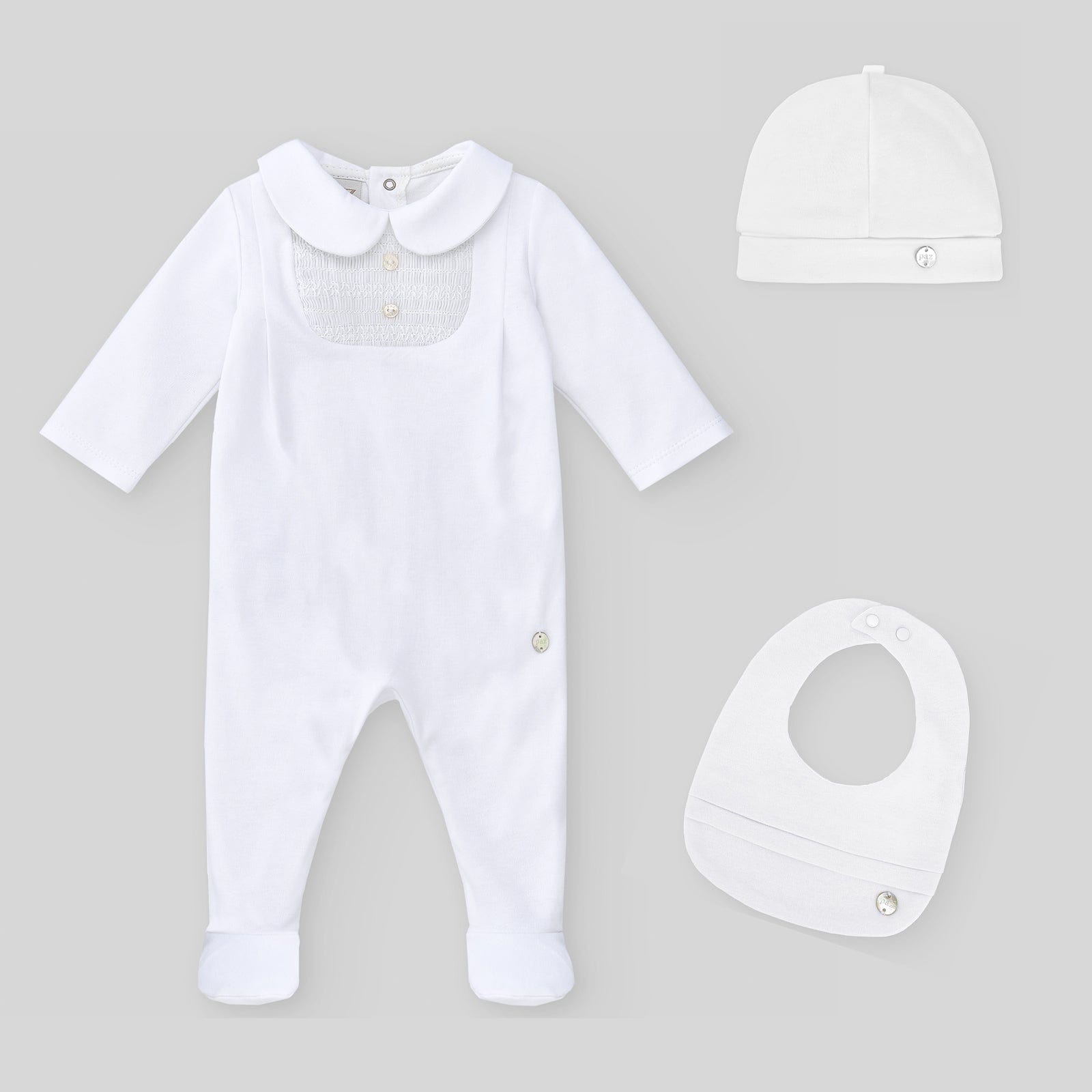 PAZ RODRIGUEZ - Peter Pan Collar Detail Baby Layette Set - White