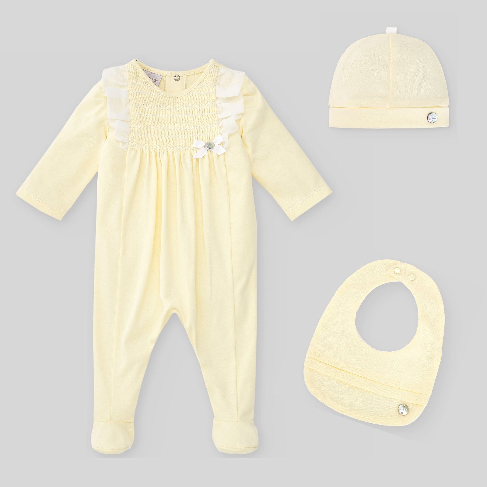 PAZ RODRIGUEZ - Frill Detail Baby Layette Set - Lemon