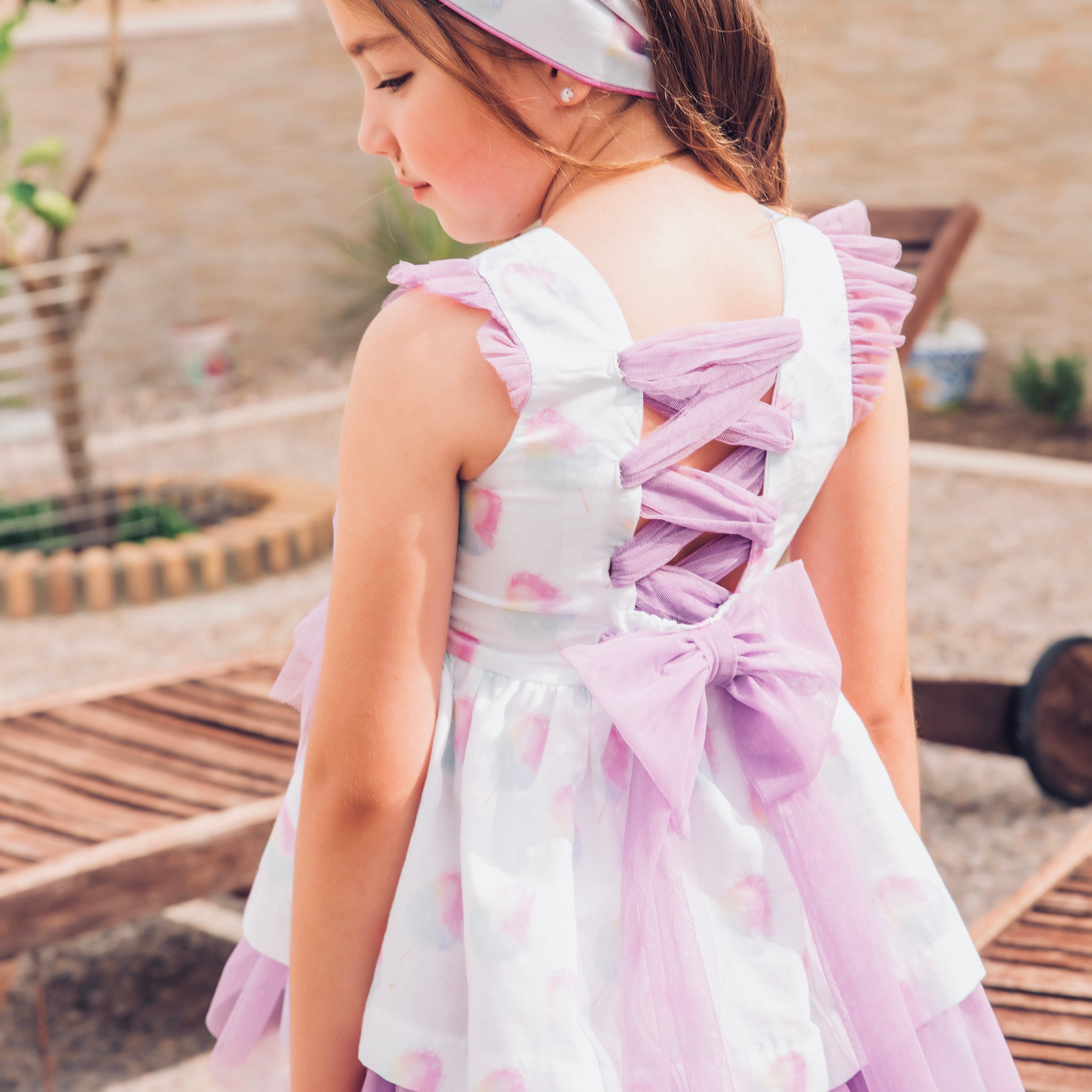 BABINE - Candy Floss Tulle Detail Puffball Dress - Lilac