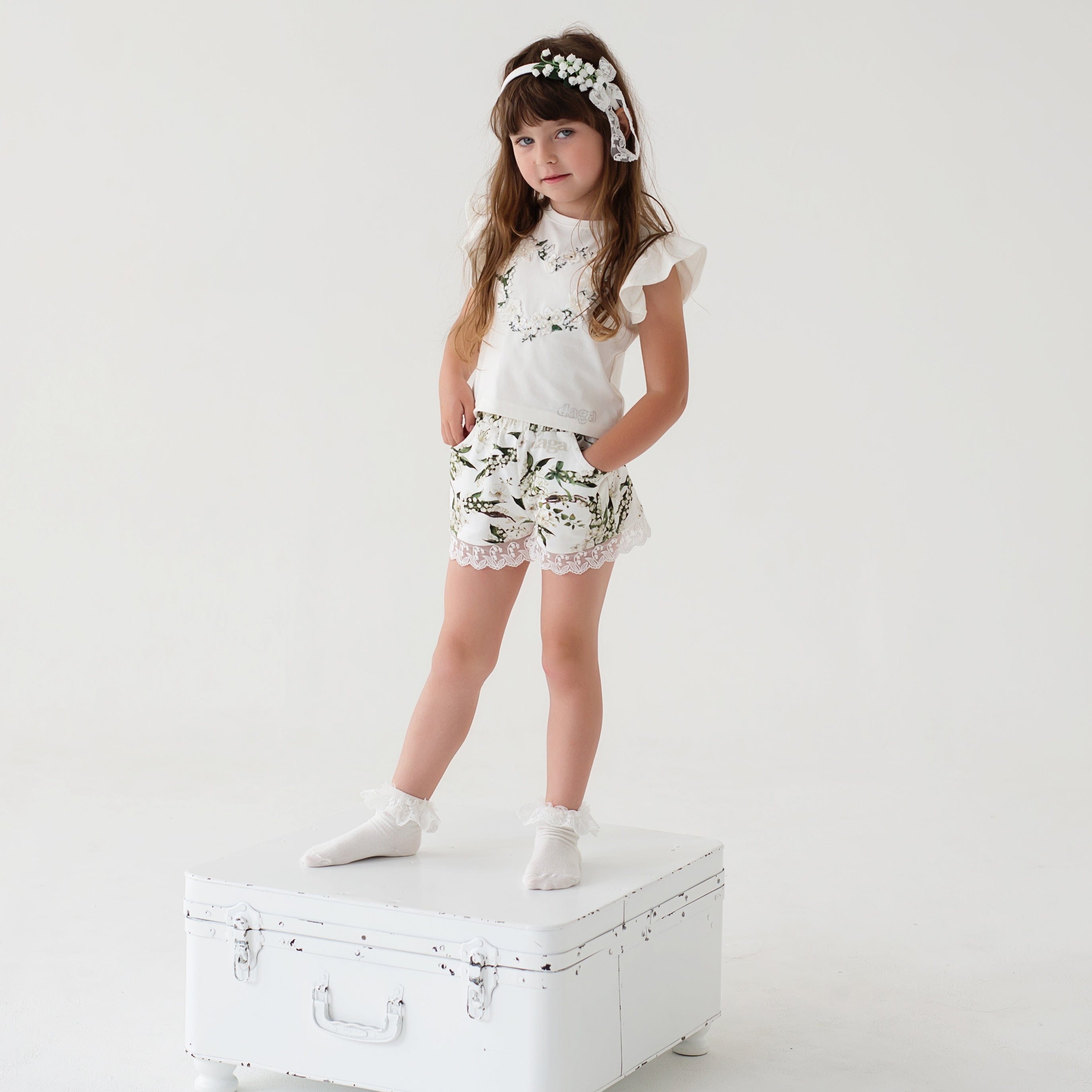 Daga - Lilly Of The Valley Short Set - White