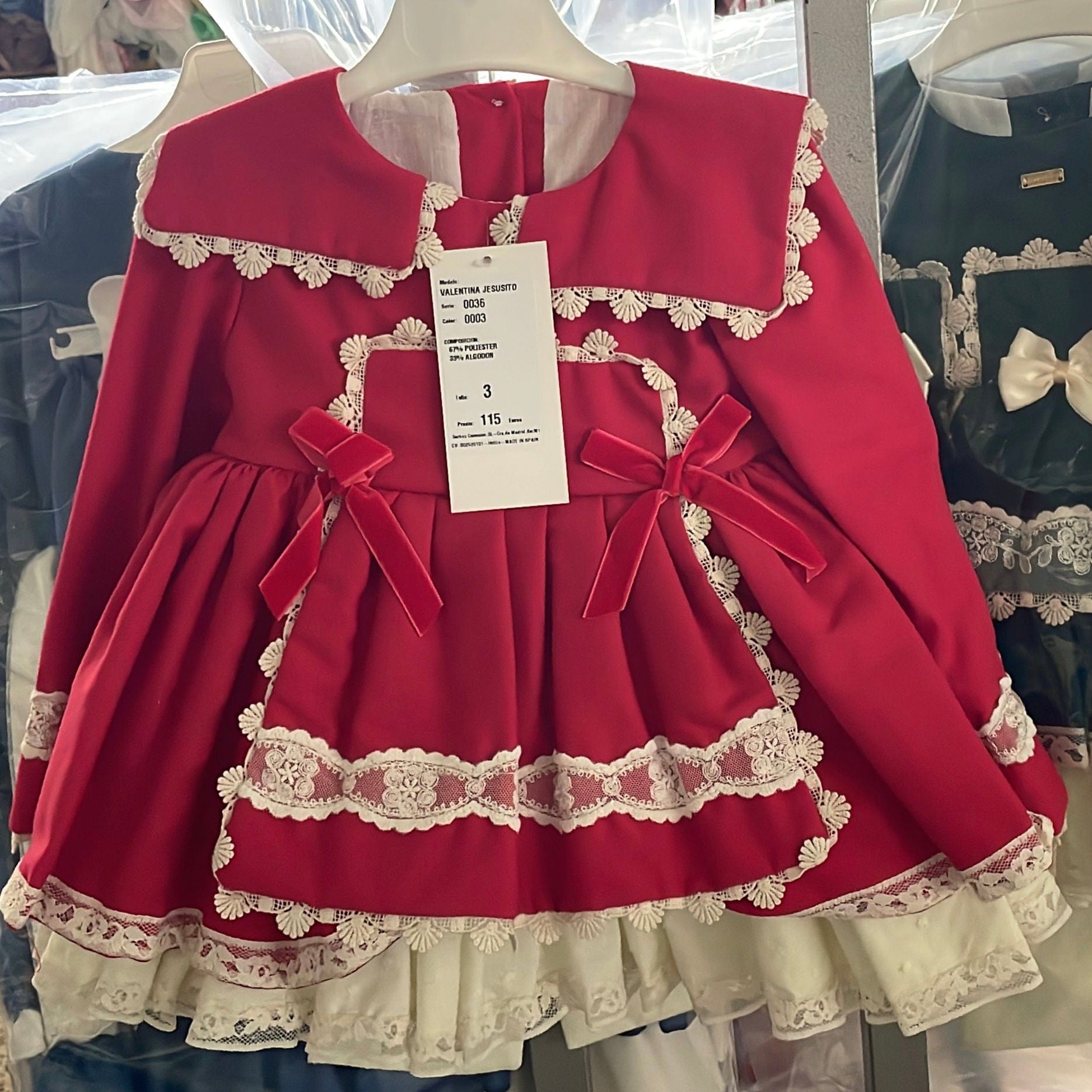 LA AMAPOLA - Valentina Baby Dress & Bonnet - Red