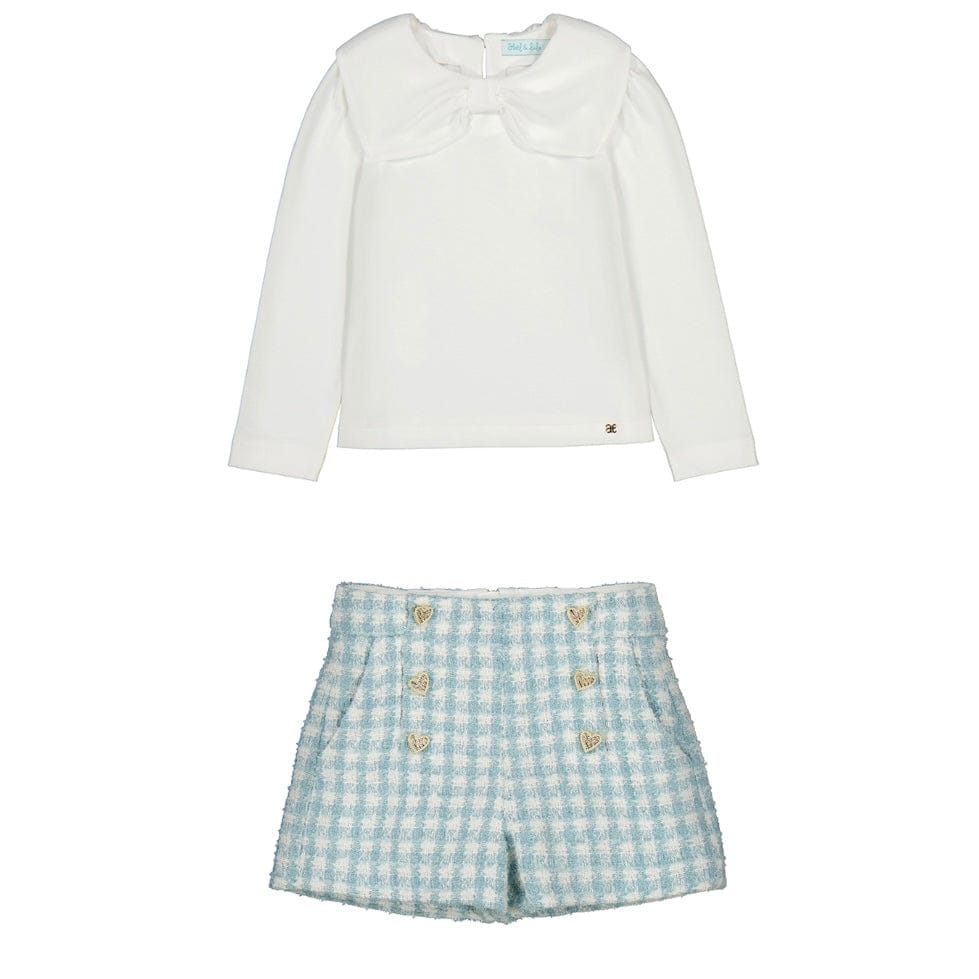 ABEL & LULA - Tweed Shorts & Top - Aqua