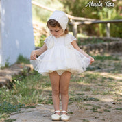 ABUELA TATA - Ceremony Lace Luna Baby Dress & Bonnet - Cream