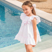 BABINE - Pink Piping Dress - White