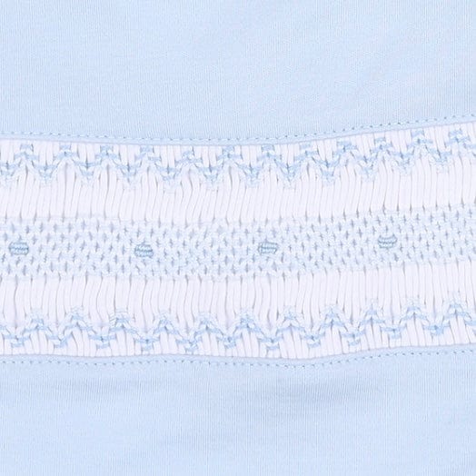 MAGNOLIA BABY - Kate & Luke Smocked Three Piece Babygrow Set - Blue