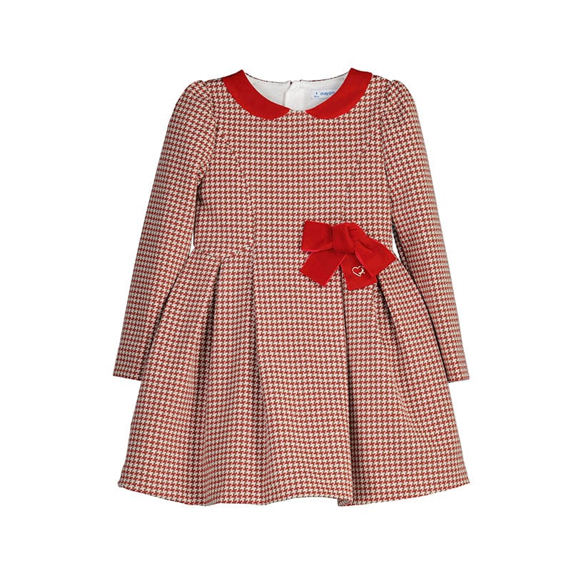 MAYORAL - Velvet Bow Dress - Red