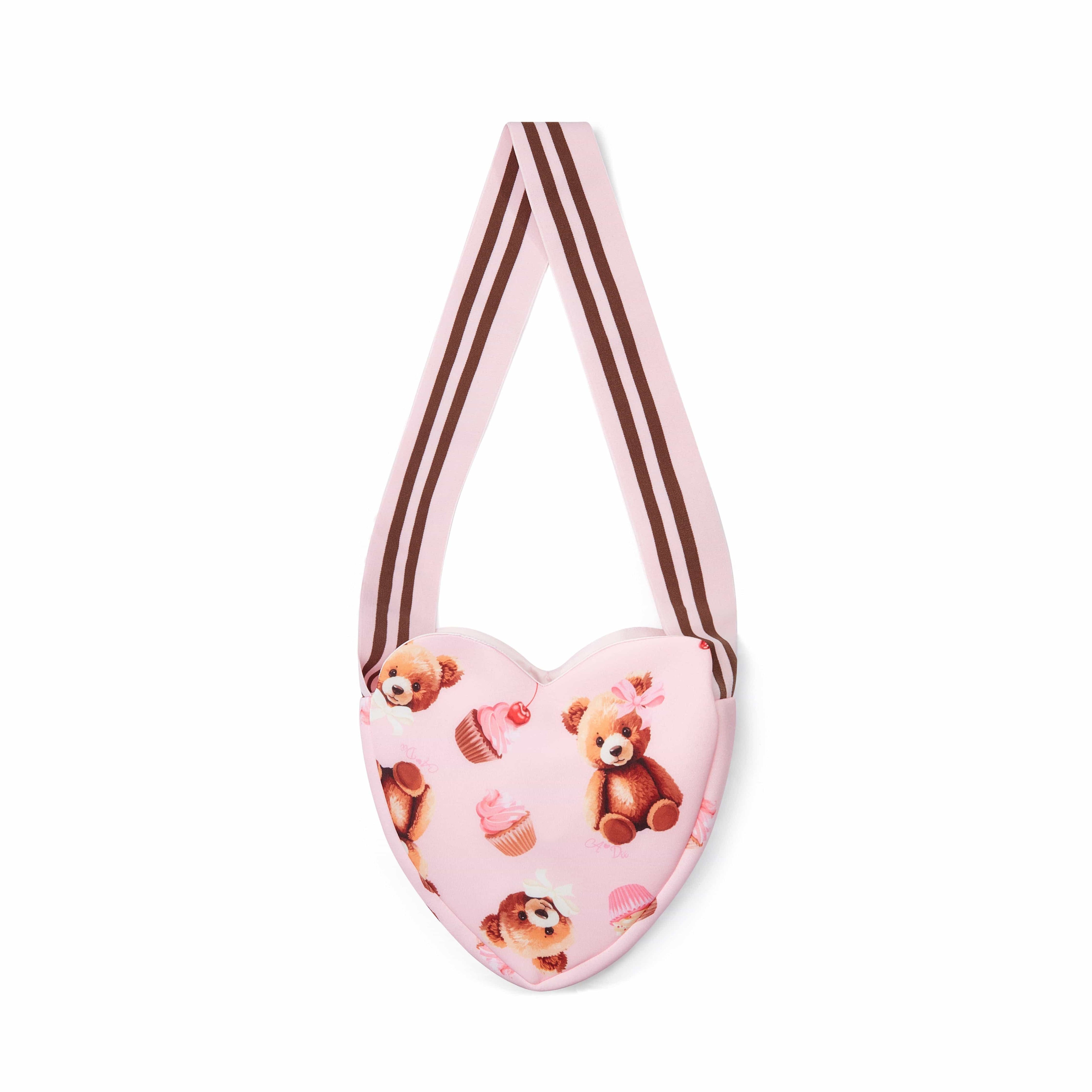 A DEE - Teddy Bear Bakery Louise Bear Print Heart Bag - Pink Fair