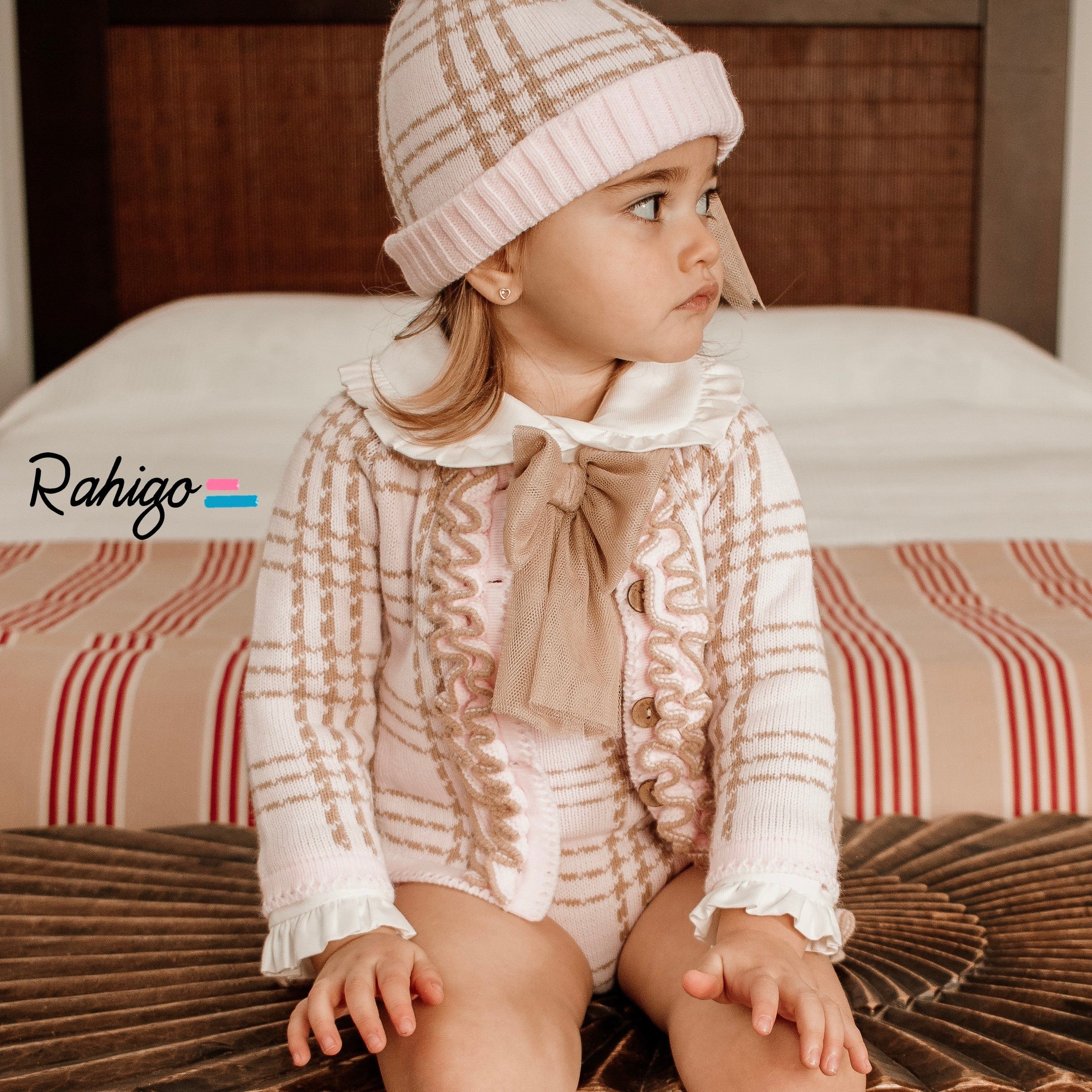 Rahigo - Three Piece Check Pinafore Set  -  Baby Pink