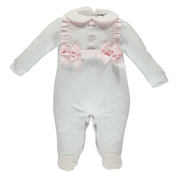 Piccola Speranza - Bib Trim Babygrow - White/Pink