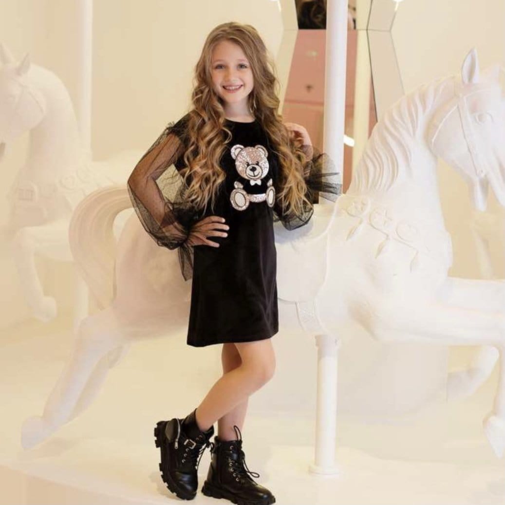 Daga - Teddy Velour Dress - Black