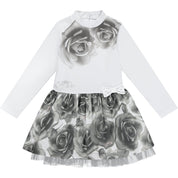 A DEE - Tabby Rose Print Mixed Dress - White