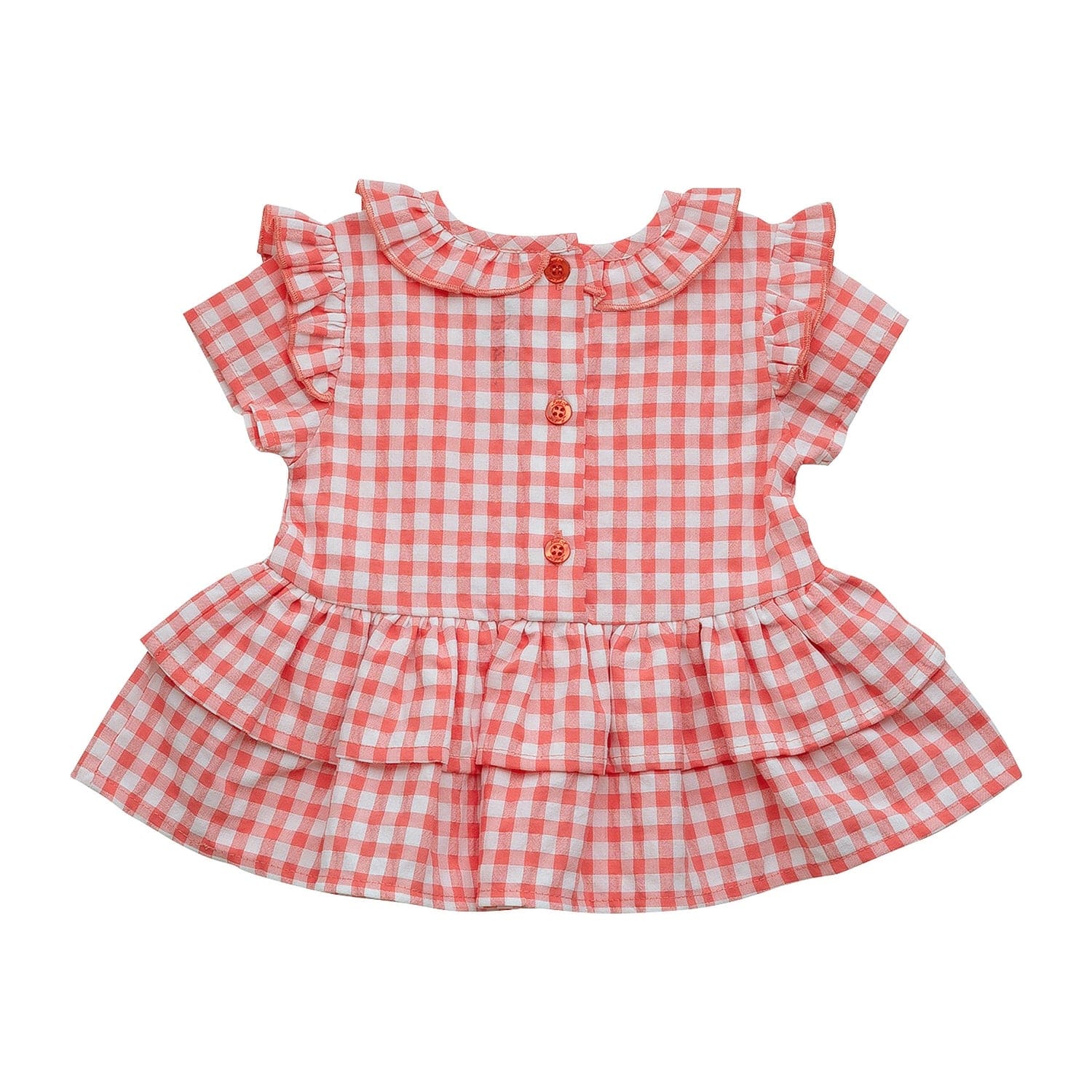 LITTLE A - Halo Pretty Polka Check Bloomer Set - Coral