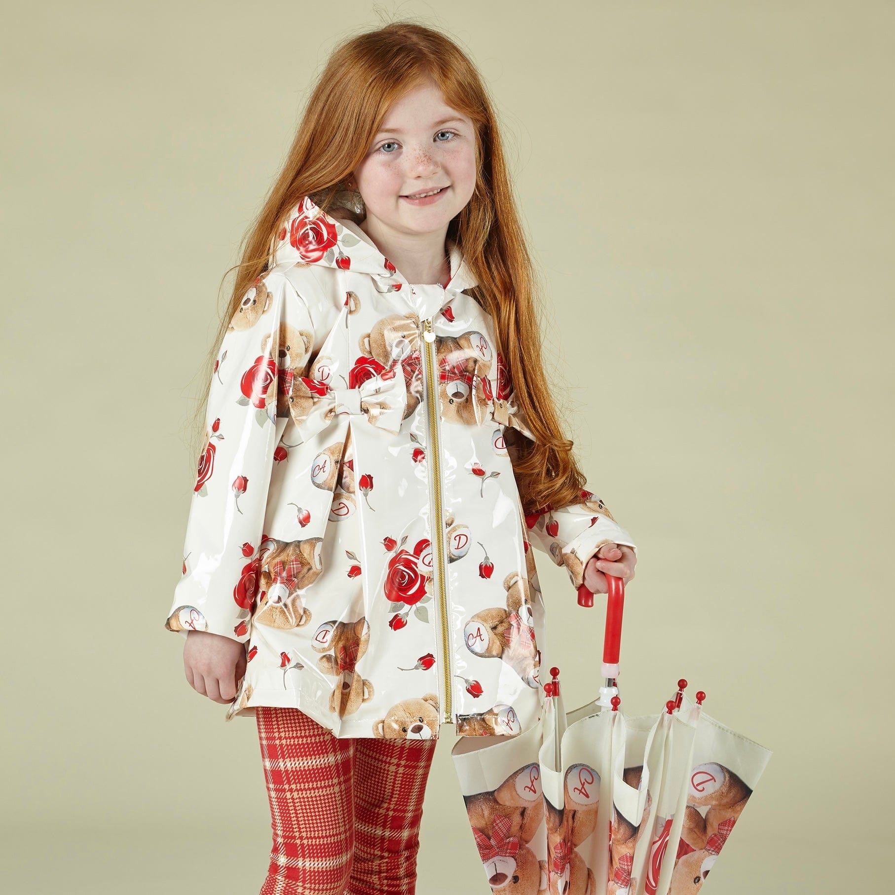 A DEE - Mabel Teddy Print Raincoat - Cream