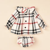 JOSE VARON - Check Baby Dress - Cream