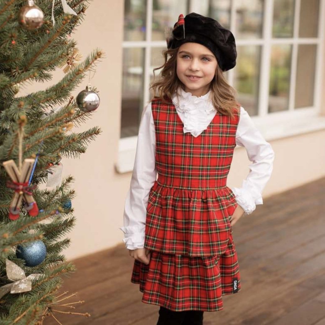 Daga - Tartan Pinafore & Blouse - Red
