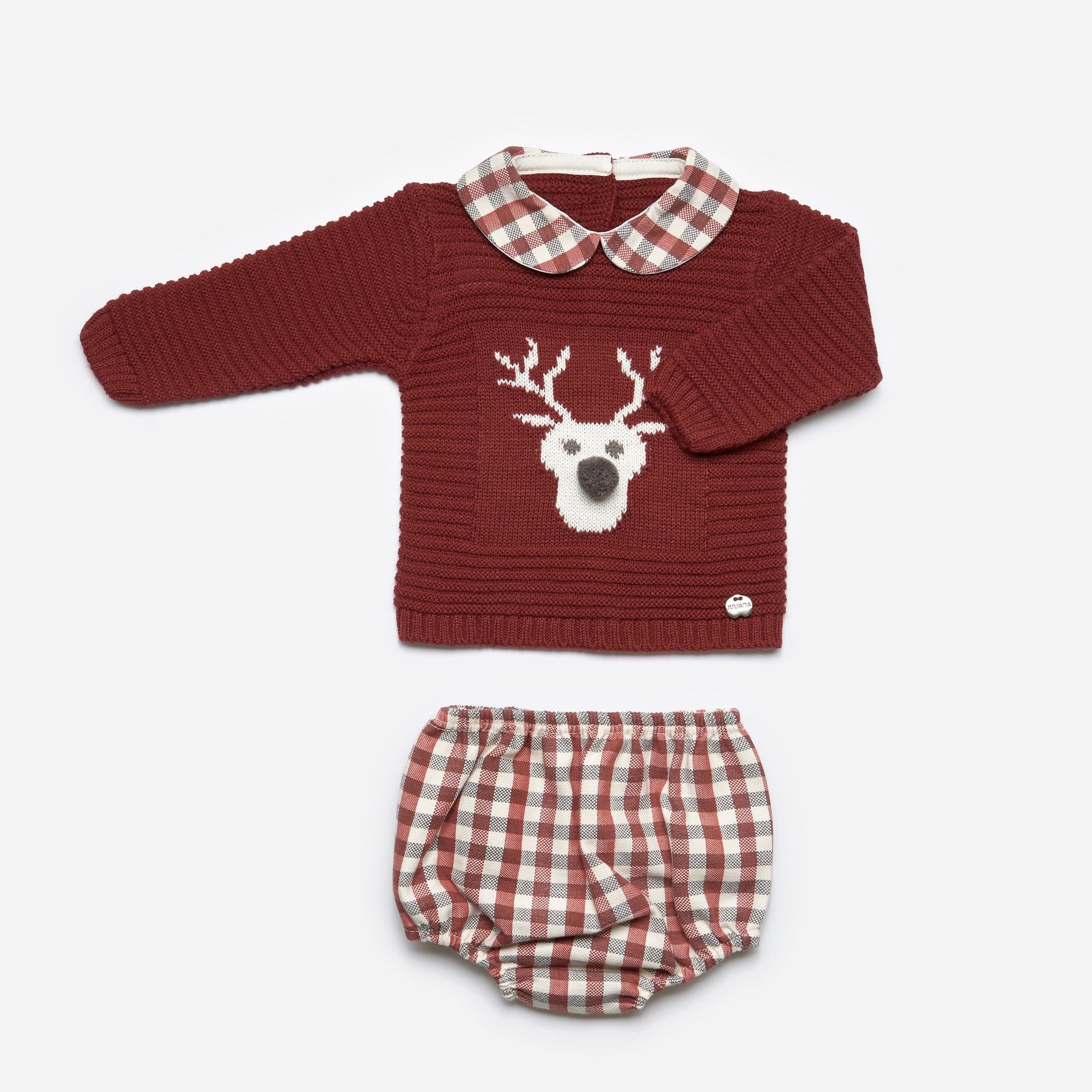 Juliana - Two Piece Reindeer Set - Burgundy