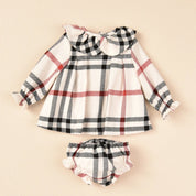 JOSE VARON - Check Baby Dress - Cream