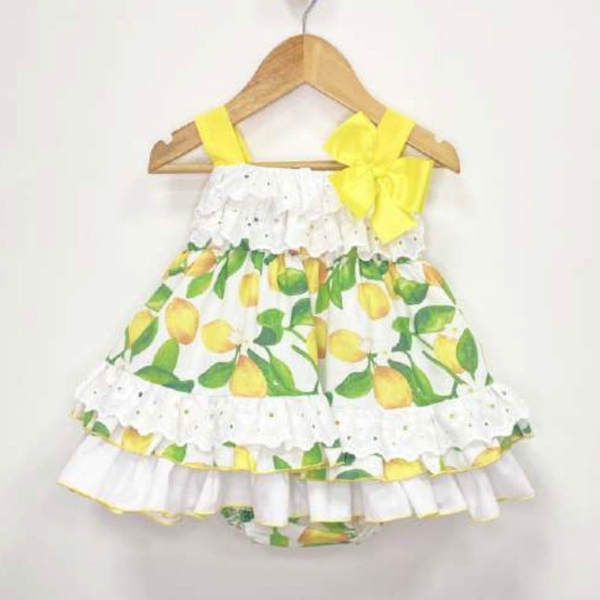 NINI - Baby Lemon Dress & Bonnet - Yellow