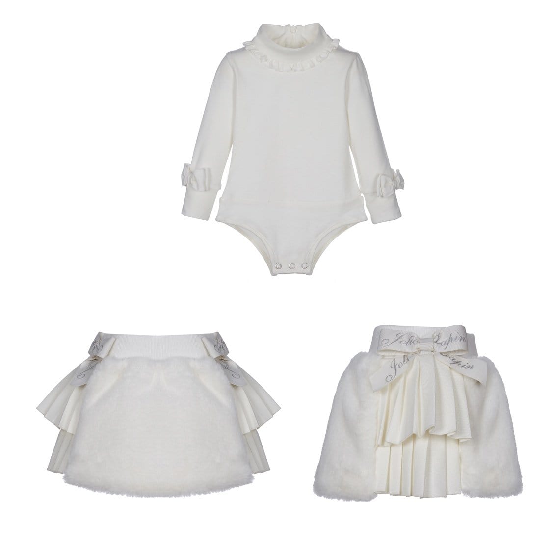 LAPIN HOUSE - Faux Fur Skirt Set - Cream