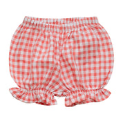 LITTLE A - Halo Pretty Polka Check Bloomer Set - Coral