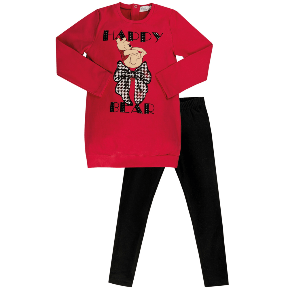 EMC- Disney Winnie The Pooh Happy Bear  Leggings Set - Red