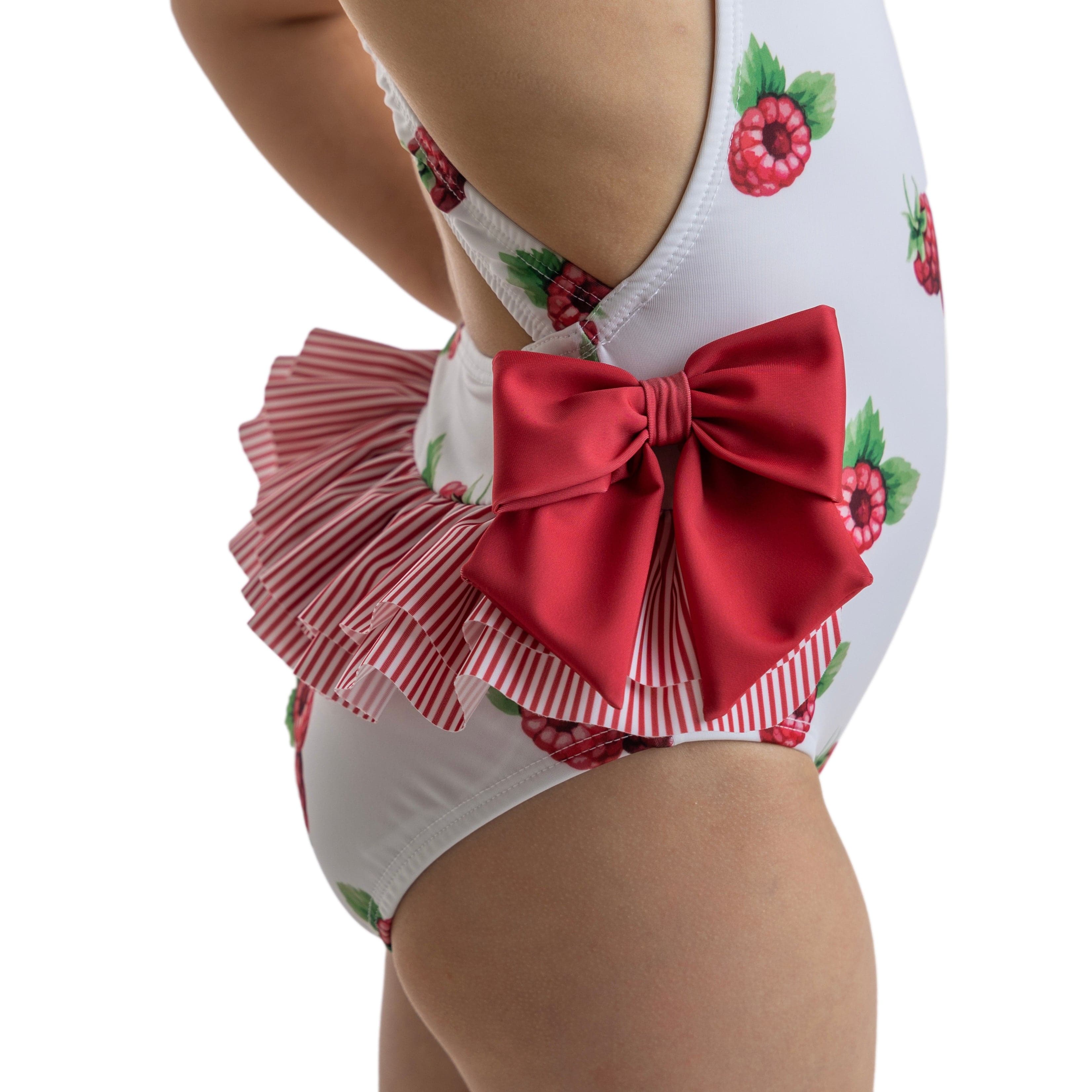 MEIA PATA - Marianne Raspberries Print Swimsuit - Crimson