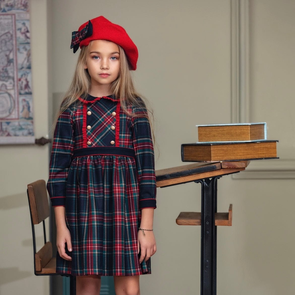 PATACHOU - Tartan Flannel Dress - Navy