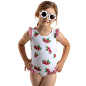 MEIA PATA - La Digue  Raspberries Print Swimsuit - Crimson
