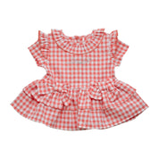 LITTLE A - Halo Pretty Polka Check Bloomer Set - Coral