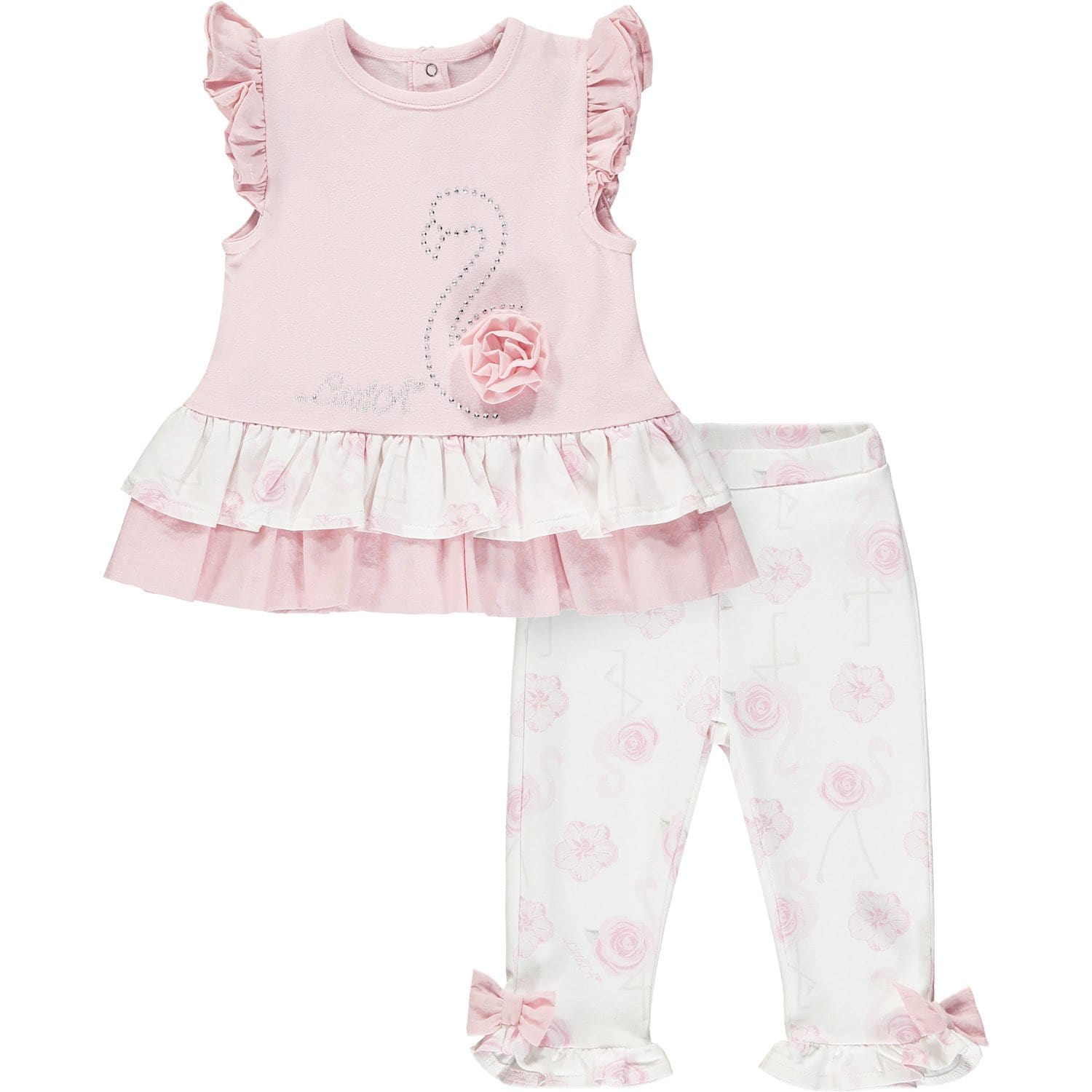 Little A - Flamingo print Legging Set - Pink
