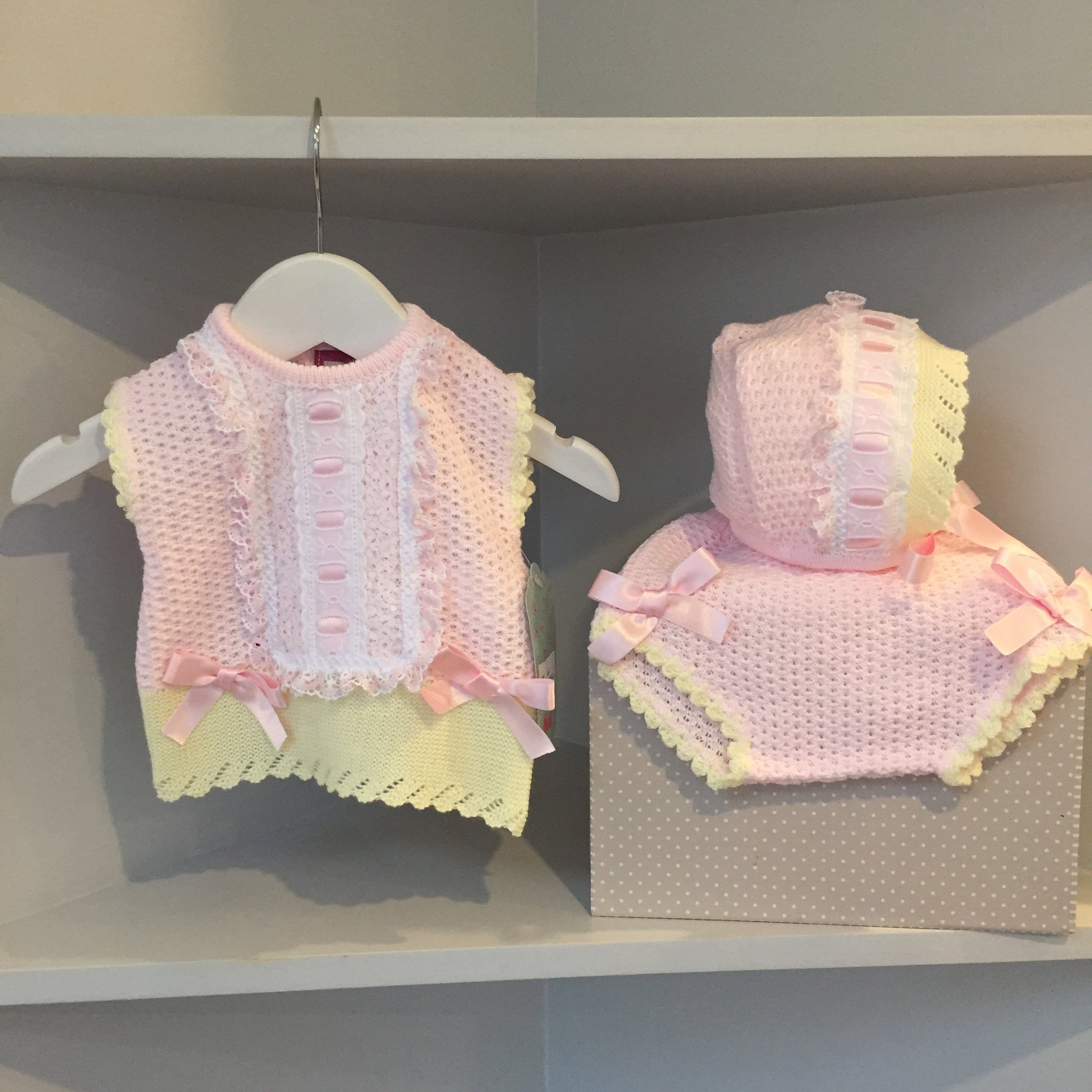 Nini - Knit Three Piece Set - Pink/Lemon