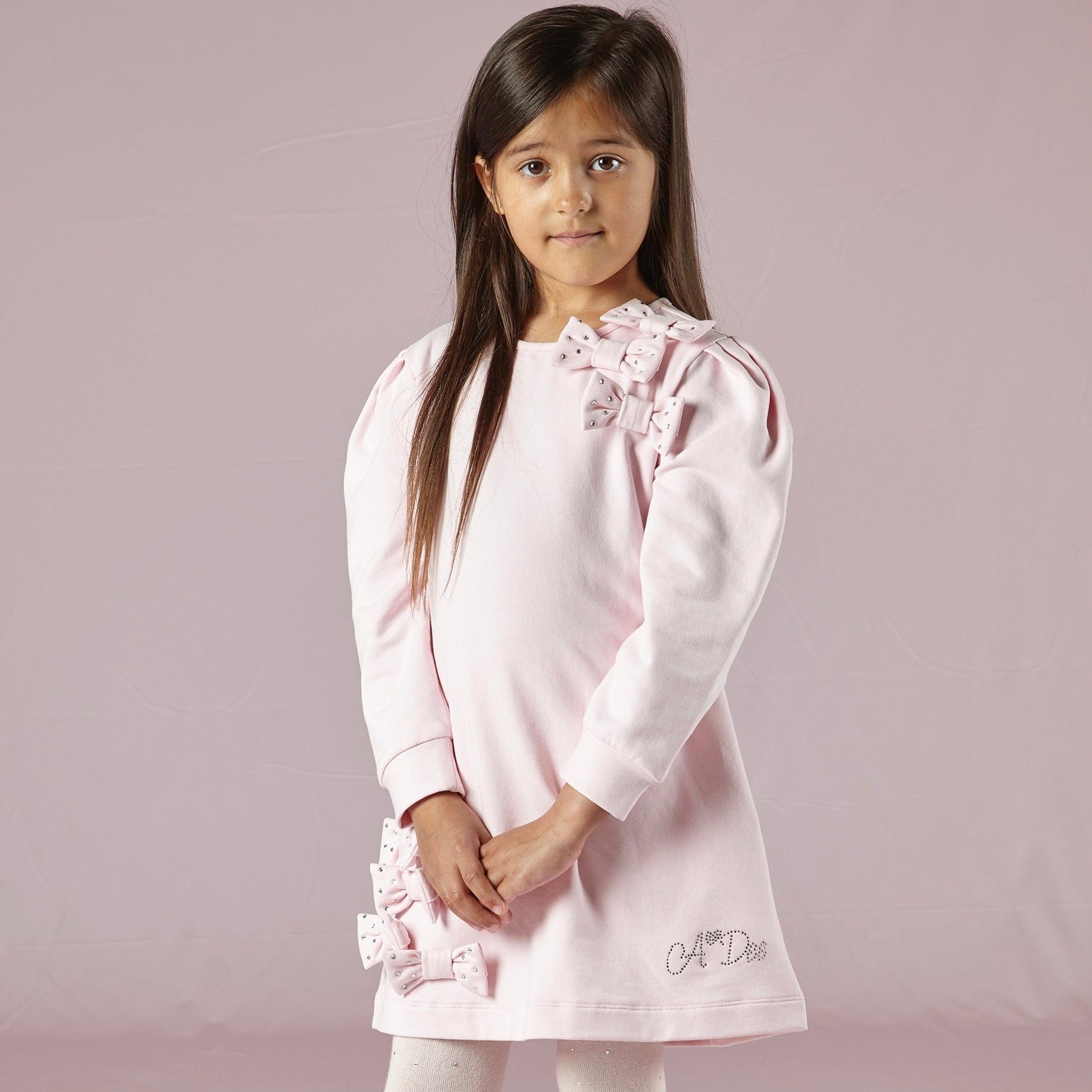 A DEE - Torri Bow Cluster Dress - Pale Pink