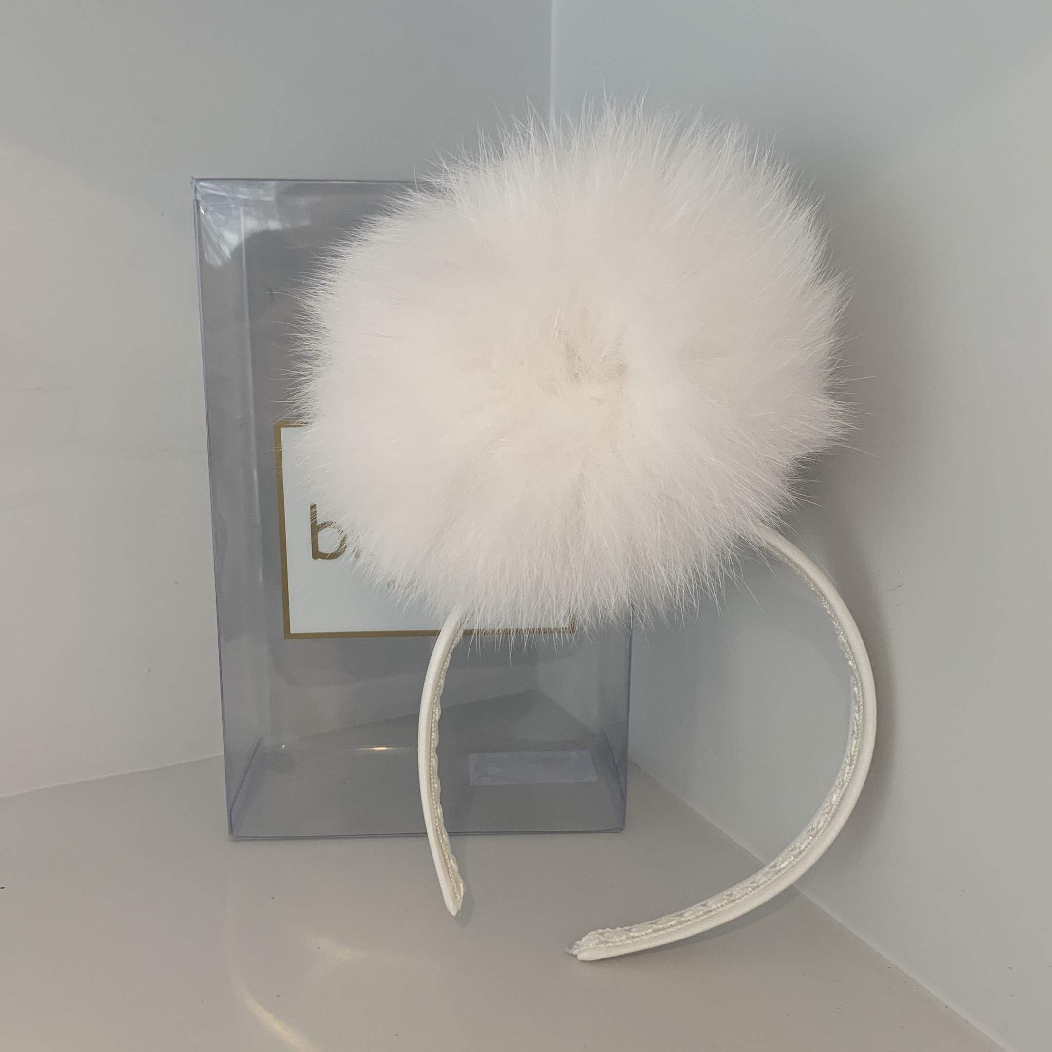 Bimbalo - Pom Pom Fur Hairband  - Cream