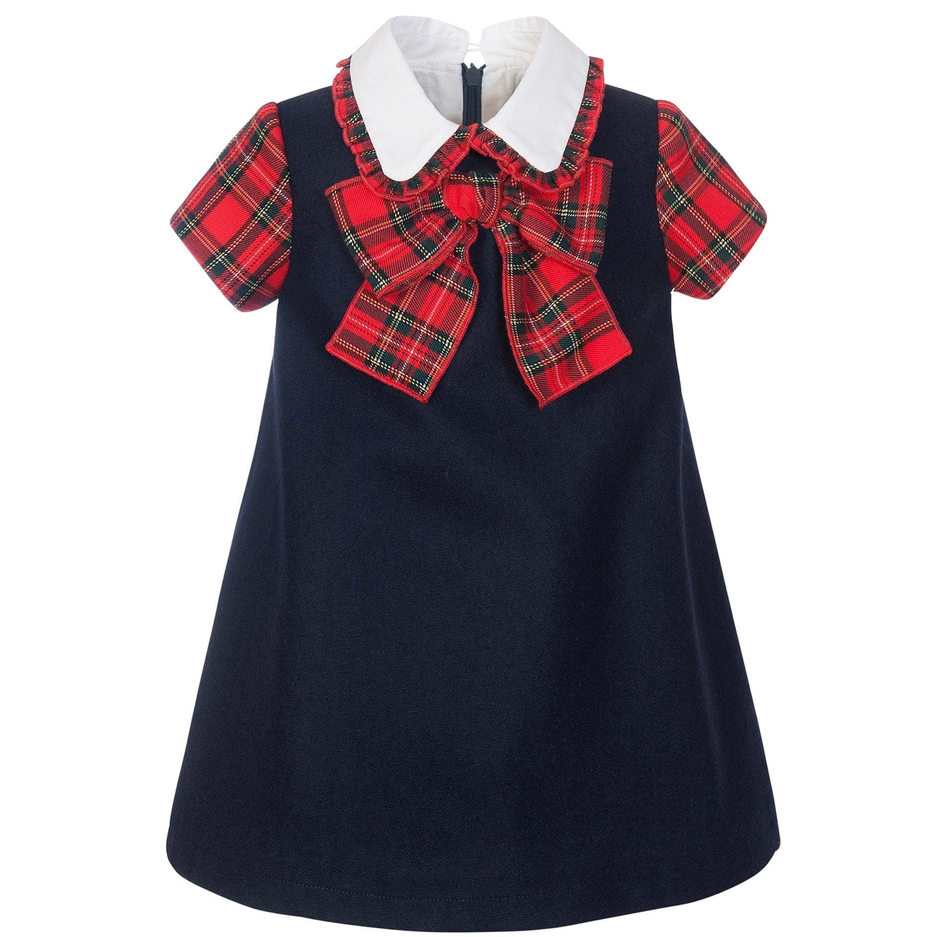 BALLOON CHIC - Tartan A Line Dress - Navy