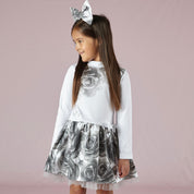 A DEE - Tabby Rose Print Mixed Dress - White