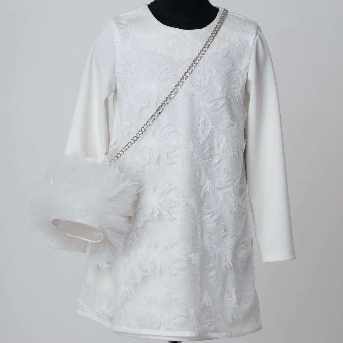 Daga - Feather A Line Dress & Bag - Cream