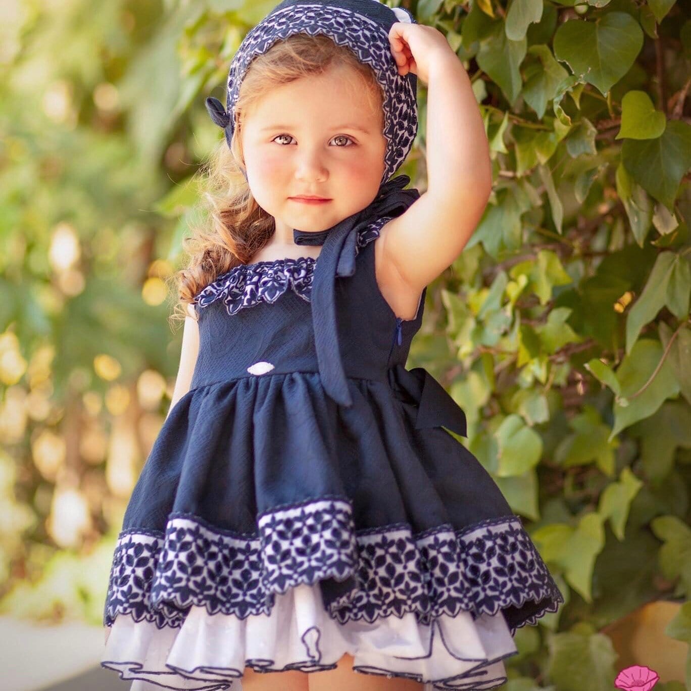 LA AMAPOLA - Luxury Baby Dress - Navy