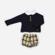 Juliana - Three Piece Check Set - Navy